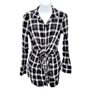 2/$20 Eliane Rose Black & White Plaid Pattern Buttons Down Shirt Top Size: Small